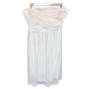 Fashion To Figure Ivory Glitter Strapless Chiffon Mini Dress Draped Bodice - 2XL